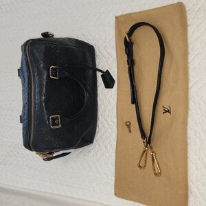Authentic Louis Vuitton Blue Empreinte Speedy Bandouliere 25